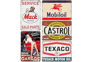 KONGZEE Hongxin® Auto Moto Olio Benzina Targhe in Metallo Vintage Poster retrò Benzina Garage Officina Man Cave Bar Decorazione da Parete 8 × 12 Pollici - 5 Pezzi