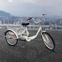 JINPRDAZ 24 pollici 3 ruote bicicletta 6 velocità triciclo per adulti