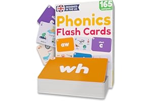 LEARNWORX Phonics Flash Cards for Kids Age 3+ | 165 Double-Sided Learning Cards | Letters, Digraphs, Trigraphs, Blends & Tricky Words | Colourful Early Reading & Vocabulary Games | Help with Reading