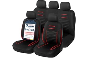 Upgrade4cars Coprisedili Auto Universale Nero Rosso | Set Copri-sedile Universali per Anteriori e Posteriori con dimensioni specifiche
