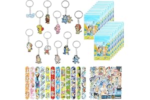 GXHONG Blue-y - Set di 94 regalini per feste, 12 nastri blu, 12 portachiavi Blue-y, 20 sacchetti regalo blu, 50 adesivi, regalo per compleanno, festa per bambini, piccoli regali Give Aways