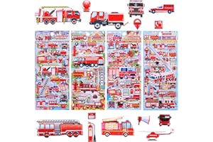 ALEGRE Naklejki 3D dla dzieci, 4 arkusze, zestaw naklejek dla dzieci, straż pożarna, naklejka dla chłopców i dziewczynek, naklejki na nagrodę na imprezę, urodziny dziecka, prezent dla gości