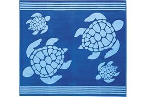 Delindo Lifestyle Toalla de Playa Tropical Tortuga Azul XXL, 100% algodón, Hecho de algodón Egipcio, 180x200 cm