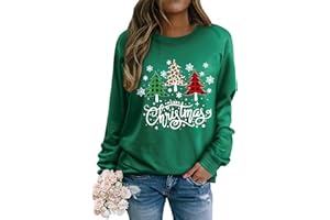 Yihelian Weihnachts Sweatshirt Damen Weihnachtspullover Merry Christmas Pullover Weihnachtsbaum-Grafik