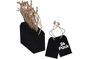 Belle Vous Etiquetas de Pizarra Madera Doble Cara (Pack de 24) 8 x 5 cm Pizarra Pequeña Rectangular para Colgar, Mensajes – Para Bodas, Fiestas, Etiquetas de Mesa Decorativas, Pizarras para Precios