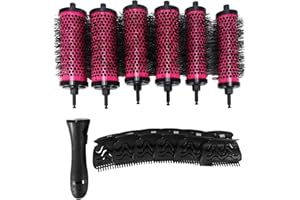 Fayrimi 6pcs/set 3 Sizes Detachable Handle Hair Roller Brush with Positioning Clips Aluminum Ceramic Barrel Curler Comb Hairdresser