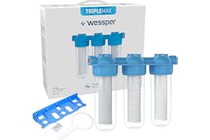 Wessper Kit récipient 10" vide pour filtre (raccords 1") avec support de fixation et clé