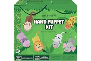 jackinthebox Hand Puppet Making Kit 6 Safari Animals Felt Puppet Craft Kit for Kids,Creative DIY craft Make Your Own Puppets,Best Craft Gifts for Kids