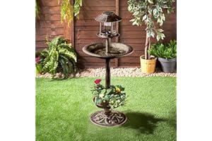 Mason & Jones 4-in-1 Bird Bath with Planter & Solar Light
