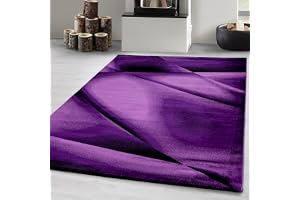 Kort lugg matta, Lila färg, Abstrakt design, 12719, Rektangulär Matta, Matta vardagsrum eller matsal matta, 160 x 230 cm