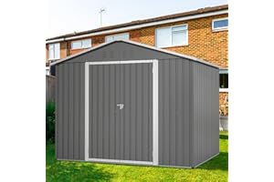 Gegtuon Metall Gerätehaus 229x192,3x180 cm, Geräteschuppen Gartenhaus mit Satteldach, Gartenschrank mit 2 Türen & Stauraum, Wetterfest Outdoor Schuppen Gartenschuppen für Garten Terrasse, Anthracite