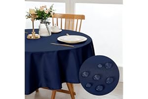 DWCN Dunkelblau Tischdecke,Rund 140cm,Fleckschutz Abwaschbar Tischwäsche Wasserdicht Tischtuch für Esszimmer,Garten,Party,Hochzeiten oder Haushal