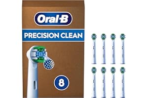 Oral-B Testine Di Ricambio per Spazzolino Elettrico Oral B, 8 Testine Pro Precision Clean Bianche Autentiche, Confezione Adatta Alla Buca Delle Lettere