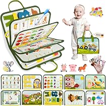 Yichalodge Busy Board Tedesco a partire dai 1 anni per bambini Montessori Busy Book 12 pagine libro motorio Libro educativo Busyboard Baby Interattivo Activity Board giocattolo per lunghi viaggi in