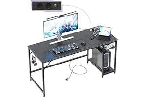 JOISCOPE Escritorio de Oficina con Puerto USB, 152x60 cm en Negro Escritorio de Ordenador, estación de Trabajo de Oficina ergonómica, Mesa de Madera para Dormitorio, hogar y Oficina