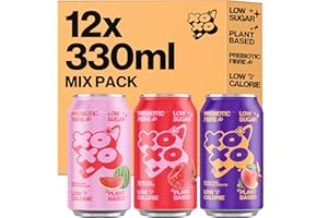 XOXO SODA XOXO Prebiotic Soda Bundle (12 x 330ml Cans) | Red Berries, Tropical, Watermelon | Refreshing Sparkling Prebiotic Drink With 6g of Plant-based Prebiotic Fibre |Low Sugar & Low Calorie | High in Fibre