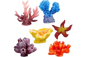 UEETEK 6 Pcs Multicolore Aquarium Décor Artificielle Étoile de Mer Faux Corail Cachette Ornement pour Fish Tank Décoration