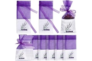 DELISOULS Pack of 60 Lavender Bags, Empty Bags, Lavender Scented Bags, Purple Drawstring Gauze Cotton, Drawstring Bags for Lavender, Spices and Herbs (7.3 x 16.5 cm)