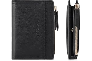 HKCLUF Portafoglio Piccolo Donna,Grande Capacità Portafogli Donna Pelle,Cerniera Tasca Porta Monete Portafoglio Porta Carte Borsa(A1-nero)