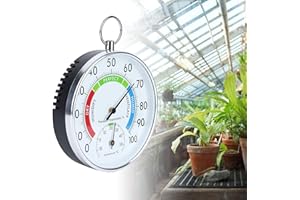 AYNEFY Higrómetro de Termómetro, Higrómetro de Invernadero de Alta Precisión de Medición de Aleación de Aluminio con Anillo Colgante para Interior Doméstico, Plantación de Invernadero y