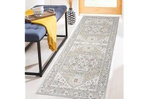 LuxFocus Bieżnik do przedpokoju, zmywalny, antypoślizgowy dywan, kwiatowy wzór, mata podłogowa do wejścia, odporny na plamy, chodnik do przedpokoju, biało-beżowy, 60 x 230 cm