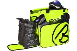 BRUBAKER 'Super Champion' - Sac à Chaussures de Ski/Sac Casque/Sac à Dos Ski - Jaune Fluo/Noir