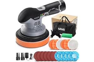 AUTIWOZ Lucidatrice Batteria,Lucidatrice Eccentrica Kit,Lucidatrice per Auto con 2 Batterie 12V,Orbita 8mm,150mm Tampone di Lucidatura,Cura dell'Auto,Lucidatura e Ceratura