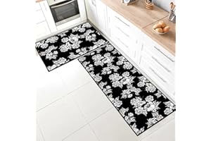 SHUAIG Kitchen Rug Set 2 Piece Non Slip Washable,Kitchen Mat Anti Fatigue Set,kitchen carpets with anti-slip stickers for Home Decoration(Style D, 43x75 + 43x150 cm)