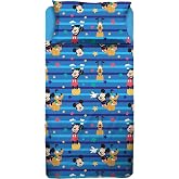 Mickey Mouse - Juego de s&aacute;banas para Cama Individual, s&aacute;bana encimera, s&aacute;bana Bajera, Funda de Almohada, Color Azul, 100% alg