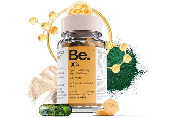 Be. 100% Daily Multivitamin Tablet for Men & Women With Magnesium, Zinc, Biotin & Vitamin E Everyday Multivitamin Tablets for Women & Men Supports Energy, Immunity, Hair & Skin Care 30 Tablets