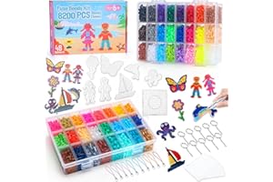 VynyQoo Perline da Stirare, 8200 Perline da 5mm in 48 Colori con Base per Perle, Carta da Stiro, Portachiavi, Pinzette – Kit Fai da te Creativo Adulti, Regalo di Natale per Bambini, Ragazzi e Ragazze