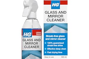 HG Limpiador de cristales y espejos, limpiador de cristales sin marcas, elimina eficazmente la grasa y la suciedad de las ventanas y superficies de forma rápida, aerosol de 500 ml (142050106) (el embalaje puede variar)