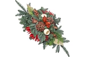 Passion MaDe XL Grabgesteck Grabschmuck Grabaufleger Tischgesteck Tischdeko Grab Urnengrab Friedhof Totensonntag Allerheiligen Tannengrün frische Tanne 604 rot