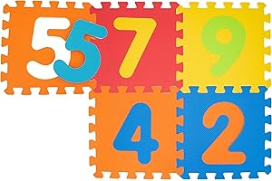 Teorema Giocattoli - Tappeto Puzzle Bambini con Numeri Assortiti (9 Pezzi), Tappeto Gioco Bambini Morbido con Gomma EVA Atossica, Tappeto Neonato Educativo, Base Gioco Componibile 32x32cm