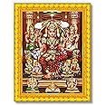 Pavan Photo Laminations Lalitha Devi for Pooja Tripura Sundari Mata Wall Painting Framed Home Decor (Wood,Matte,Gold,Small Size,6 x 8 Inch) R189S