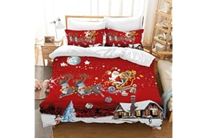 JEFFEL Set di biancheria da letto con motivo 'Natale' ad alta definizione, 3 pezzi, regalo per bambini e adolescenti