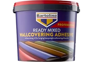 Bartoline Extra Strong Professional Ready Mixed Wallcovering Adhesive 5 kg, Adhesive for Vinyl, Textiles, Hessians and Polystyrene Tiles, Easy to Apply, High Initial Tack, Smooth Finish