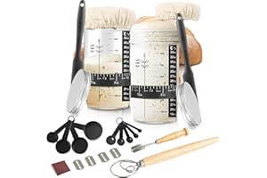 Smasener 15Stück Sauerteig Starter Set - 1000ml Gärglas mit Bäckermesser u. Teig Schneebesen - Brot Backen Zubehör, Sauerteig Glas, Fermentieren, Sourdough Starter Kit, Fermentierglas (2 sets)