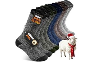 YUTYTH Merino Wool Socks Mens - 5 Pairs Thick Winter Wool Hiking Socks, Warm Thermal Mens Crew Socks Breathable Moisture-Wicking Outdoor Boot