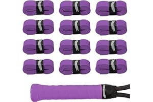 G-Lueck Lot de 12 grips de tennis Talent Grip | 0,50–0,60 mm d'épaisseur | Surgrip pour raquettes de squash et badminton avec bande de fermeture autocollante | Très adhérent, antidérapant