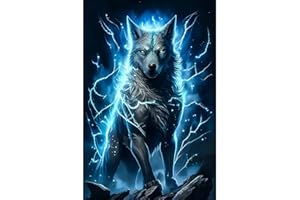 SYBDXJ 5D Diamond Art Painting Kit, Diamant Painting Bilder Set, Diamant Malerei Strass Stickerei Malerei Painting Set für Erwachsene, Kinder, Haus, Wand Dekoratione (Wolf)