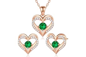 CDE Jewellery Sets for Women 925 Sterling Silver Heart Necklace and Earrings Sets Anniversary Birthday Christmas Jewellery Gifts for Her Women