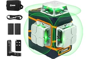 CIGMAN CM801 Nivel Láser 3x360 °, Láser Verde, Nivel Láser Automático Profesional con 2 Pilas Extraíbles, Línea láser Horizontal/Vertical-Control Remoto, Modo de Pulso, IP54