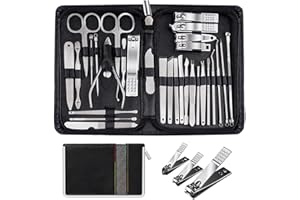 KUOGAS Maniküre Set,Nagelset,26-Teiliges Nagelknipser Set aus Edelstahl,Multifunktionales Tragbares Nagelschere Set