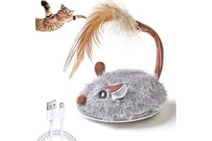 Vealind Jouet Chat Interactif, Jouet pour Chat Automatique, Rechargeable par USB Jouet Chat Interieur Stimule Le Instinct de Chasse des Chatons (Gris)