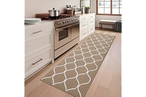 COSY HOMEER Alfombra Cocina Lavable Antideslizante, 60 x 180 cm, Tapete Cozinha Impermeable con Absorción de Agua, Lavable a Máquina, Ideal para Alfombras de Pasillo y Cocina, Beige
