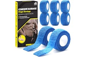 AnjoCare Self Adhesive Bandage Wrap (8 Pack),Breathable Elastic Athletic Tape,Cohesive Bandage Wrap for First Aid,Sports Injury,Wrist Sprains Protection,Vet Wrap for Dogs,Horses (2.5CM X 4.5M),Blue