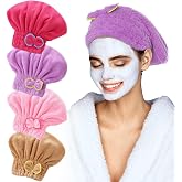 Asciugamano per la testa con fascia elastica super assorbente per asciugare i capelli da donna - Asciugamano per capelli in microfibra extra large con fascia  15