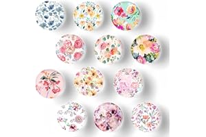 DABBOO 12 Magnet Frigo Aimant Tableau Blanc Aimant Enfantbeaux Aimants en Verre Fleurs Mignonnes Colorées Aimants Colorés Adaptés pour Décorer Réfrigérateurs,Tableaux Blancs,Cuisines,Bureaux(C)