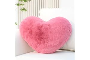 Yhoelata Cojin Corazon Rosa Brillante, Cojin de Peluche en Forma de Corazon, Cojines De Sofa De Felpa, Cojines De Cama, Decoracion De Dormitorio Infantil, 26 x 36 cm